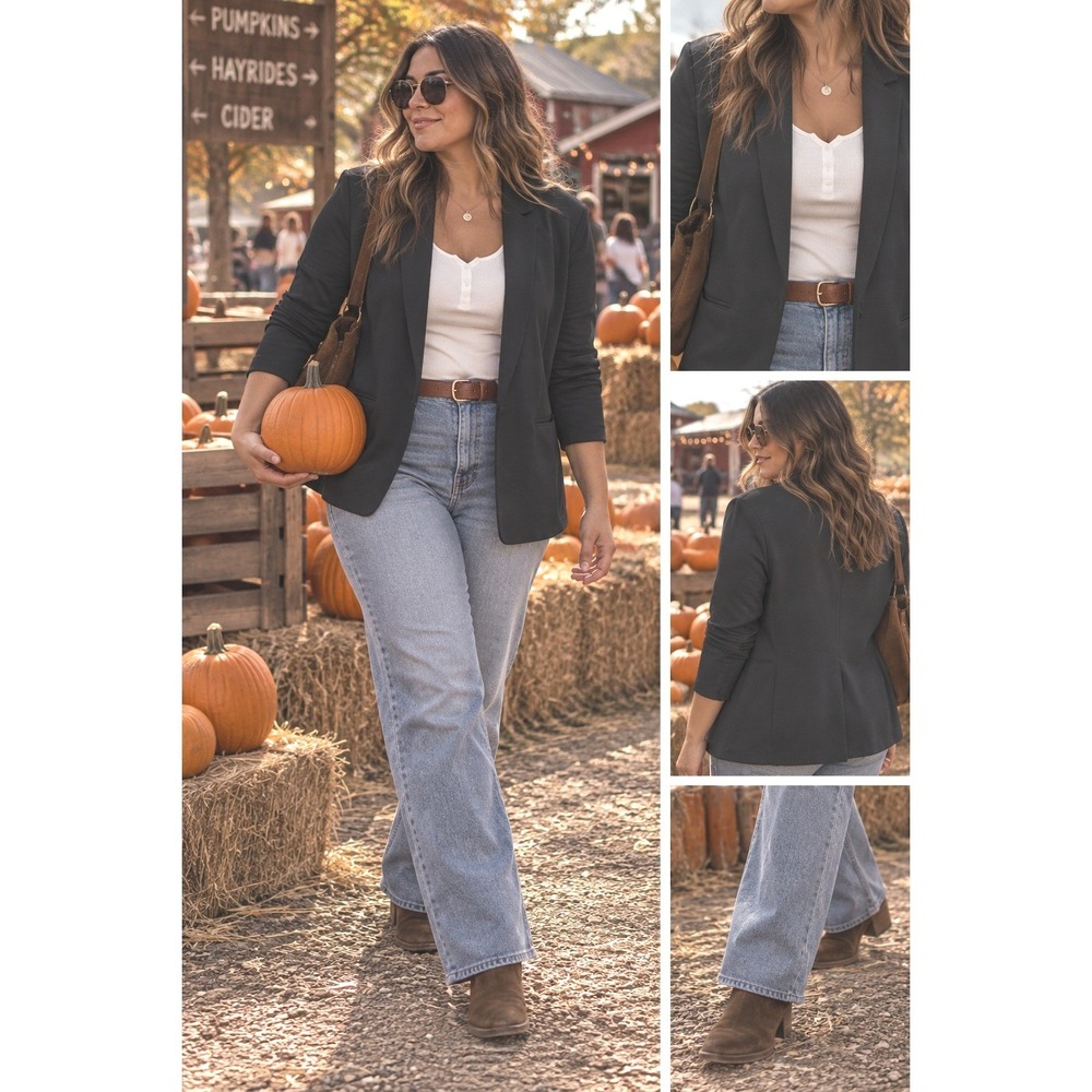 Duluth Trading Co Womens Black Ponte Pro Blazer Plus Size 18 Extra Soft Stretch